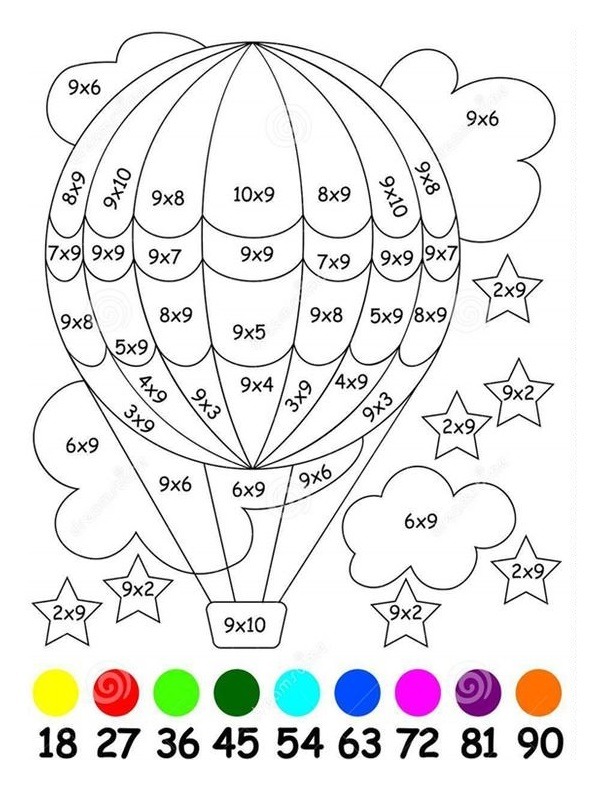 matematica da colorare mongolfiera disegno da colorare