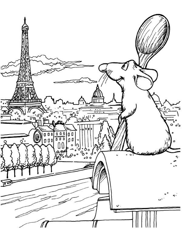 Remy guarda la torre Torre Eiffel disegno da colorare