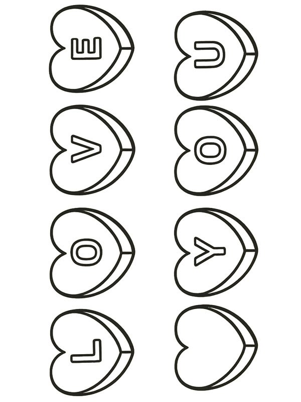 Caramella a cuoricino "Ti amo" disegno da colorare Caramella a cuoricino "Ti amo" disegno da colorare
