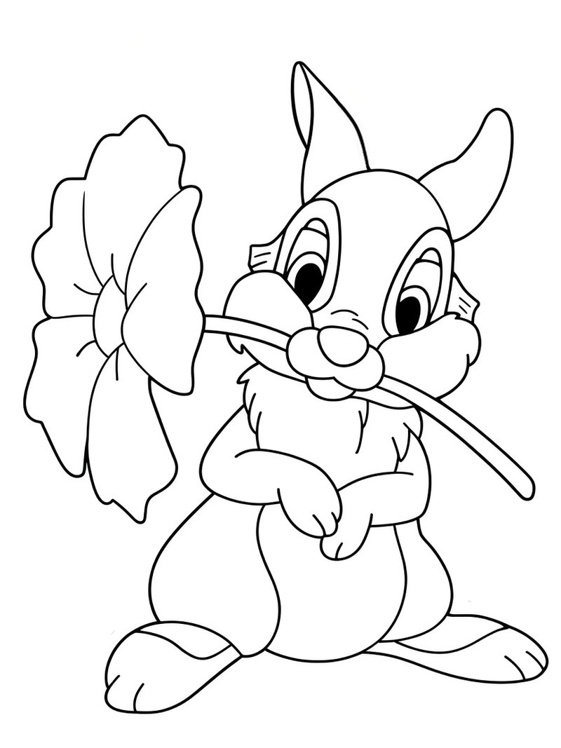 Bambi con fiore disegno da colorare Bambi con fiore disegno da colorare
