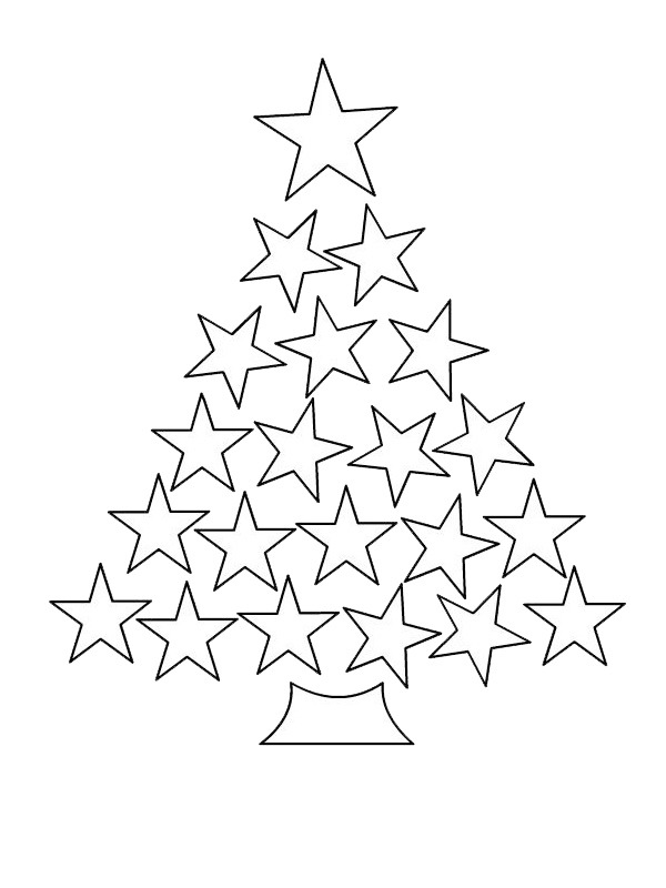 Albero di Natale a stelle disegno da colorare