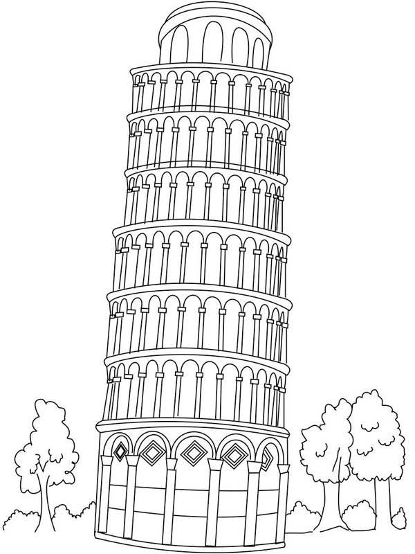 Torre di Pisa disegno da colorare