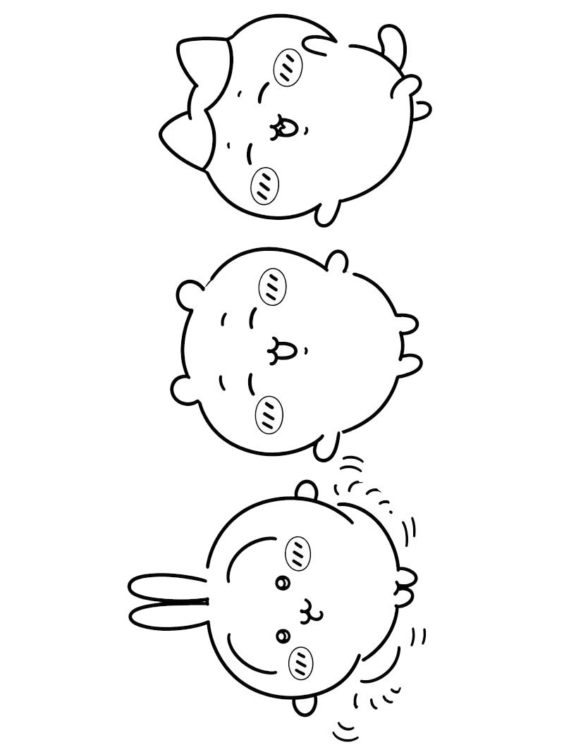 Usagi, Chiikawa e Hachiware disegno da colorare Usagi, Chiikawa e Hachiware disegno da colorare