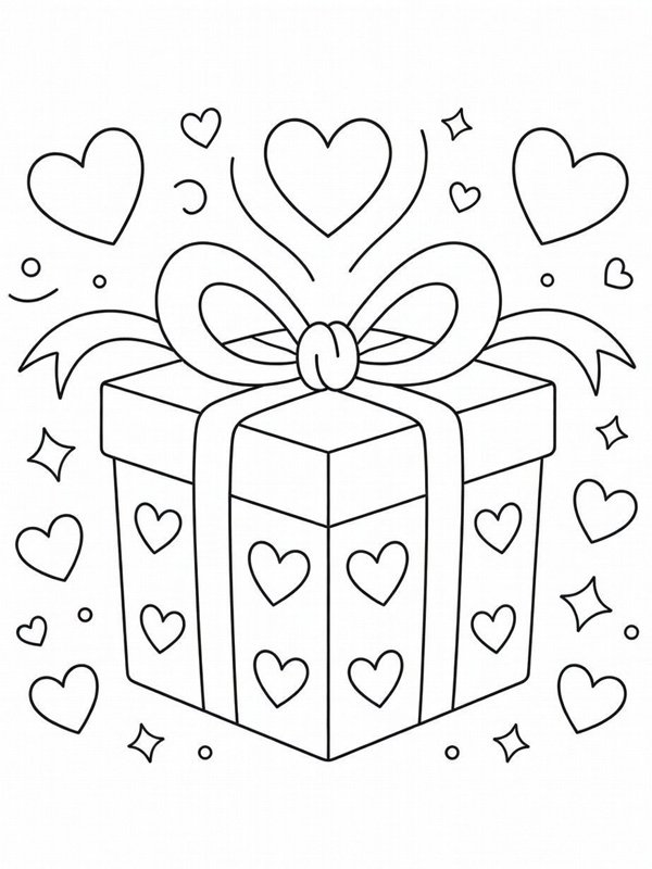 Regalo di San Valentino disegno da colorare Regalo di San Valentino disegno da colorare