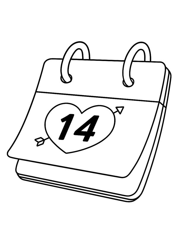 Calendario di San Valentino disegno da colorare