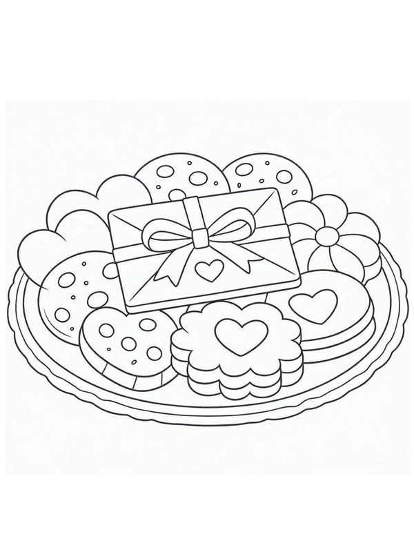Biscotti di San Valentino disegno da colorare Biscotti di San Valentino disegno da colorare