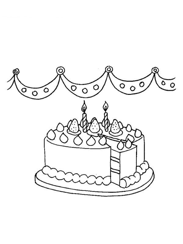 Torta di compleanno con candeline disegno da colorare