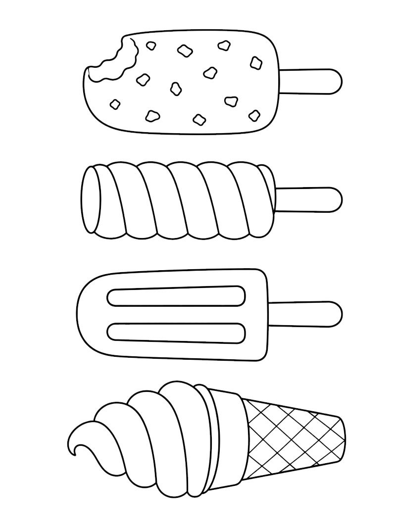 Vari tipi di gelato disegno da colorare Vari tipi di gelato disegno da colorare