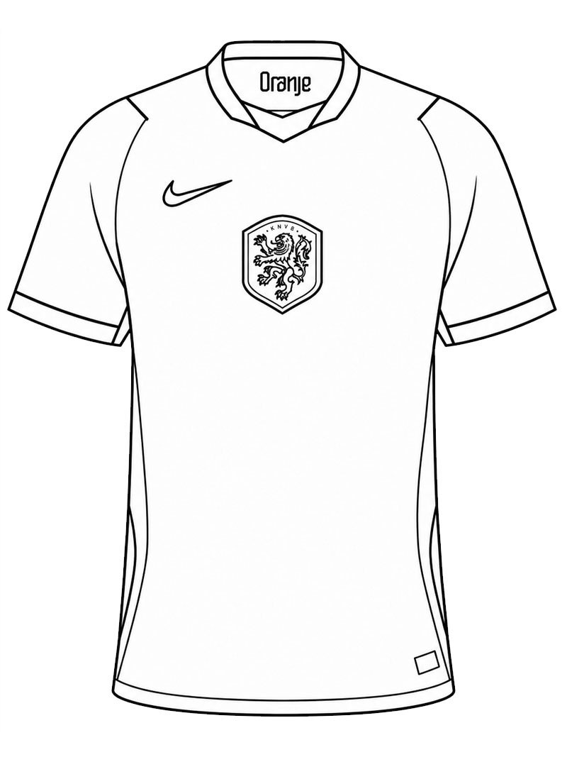 Maglia da calcio della nazionale olandese disegno da colorare Maglia da calcio della nazionale olandese disegno da colorare
