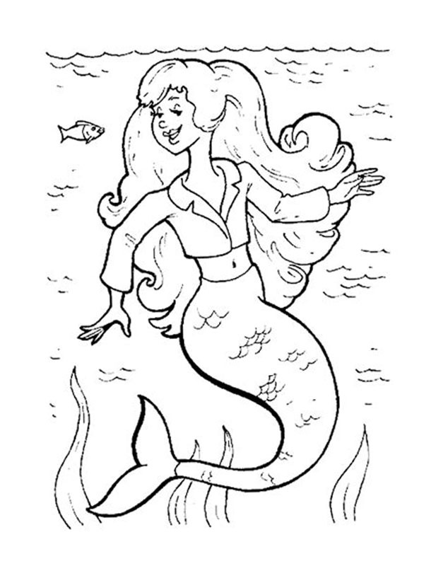 Sirena sott'acqua disegno da colorare
