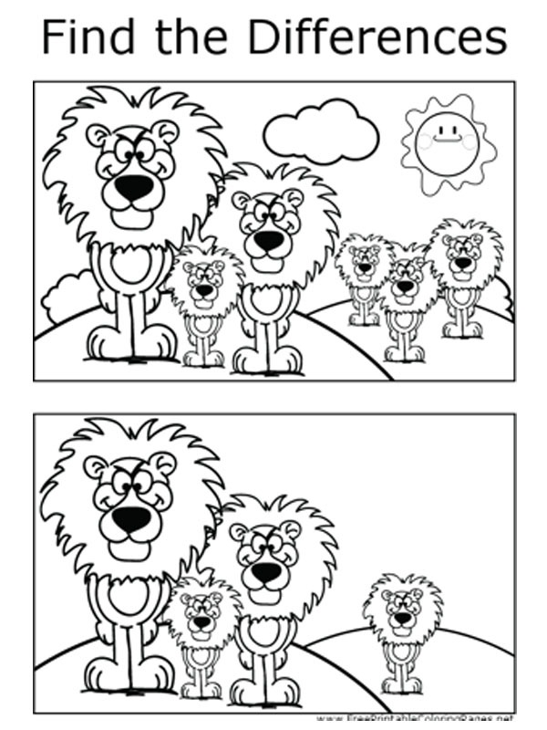 trova le differenze: leone disegno da colorare