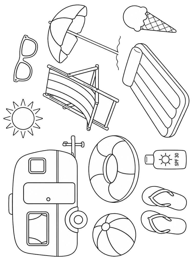 Articoli estivi disegno da colorare Articoli estivi disegno da colorare