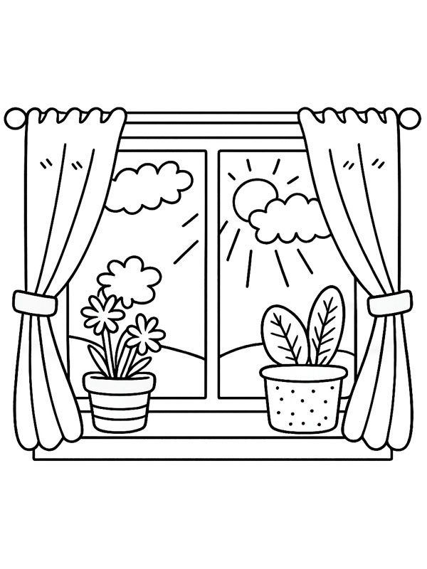 Il sole splende dalla finestra disegno da colorare Il sole splende dalla finestra disegno da colorare